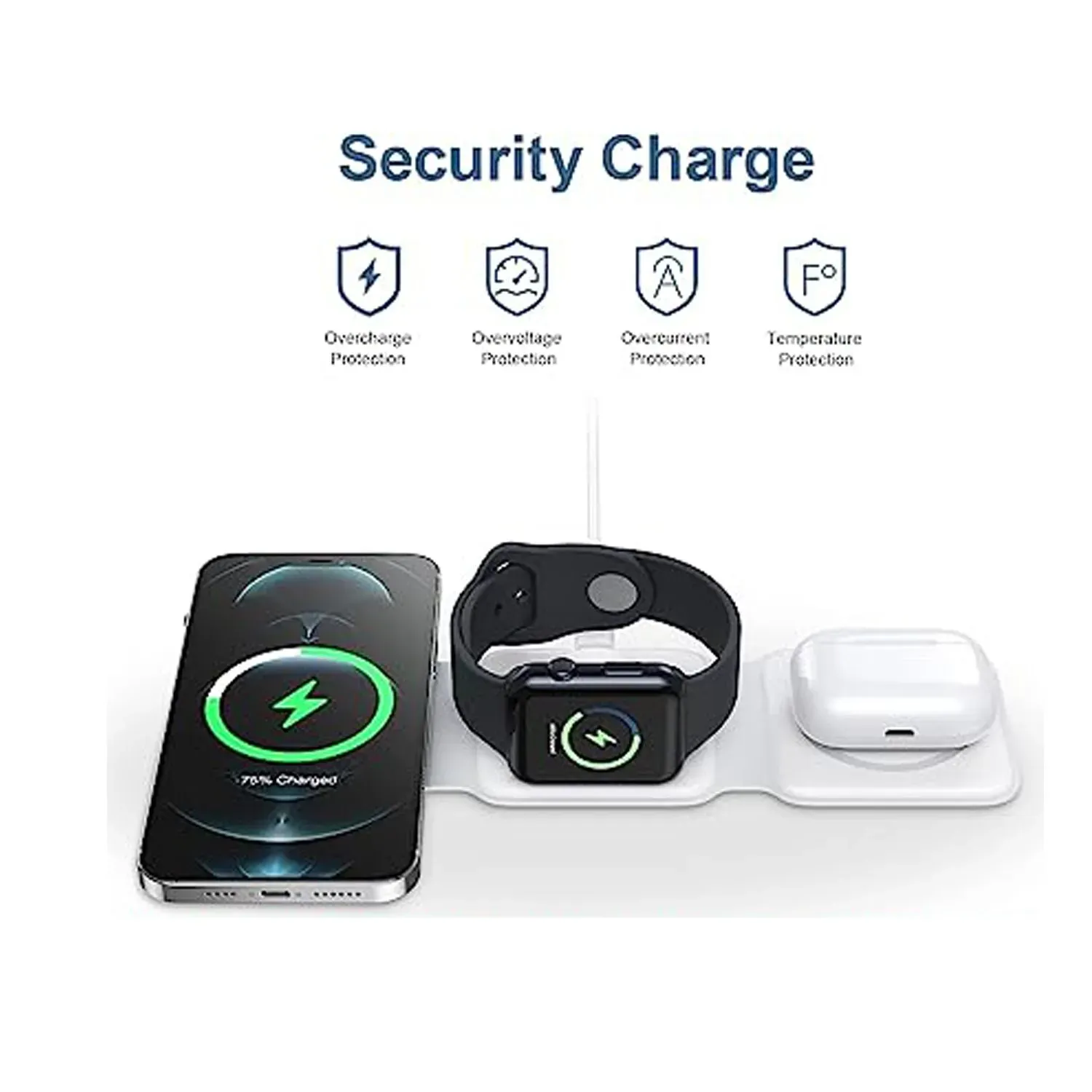 Cargador 3 en 1 inalámbrico Magsafe para iPhone, iWatch y Airpods miniatura 4